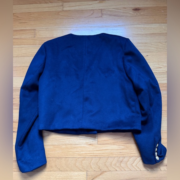 Aqua Cropped Navy Blue Wool Blazer - Picture 9 of 10